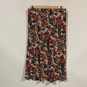 Prana Floral Midi Skirt - Red and Black